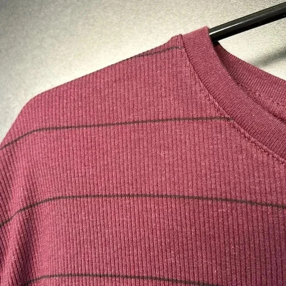 Structure Long Sleeve ribbed pullover, boatneck,thin stripe, color wine/black - Picture 2 of 9